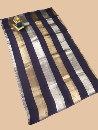 Pure Chanderi Wide Stripe Saree