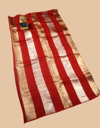 Pure Chanderi Wide Stripe Saree