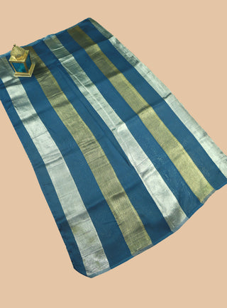 Pure Chanderi Wide Stripe Saree