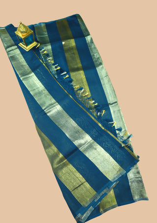 Pure Chanderi Wide Stripe Saree