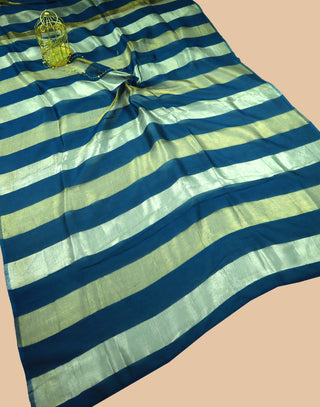 Pure Chanderi Wide Stripe Saree