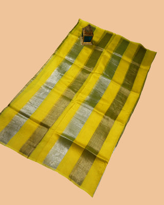 Pure Chanderi Wide Stripe Saree