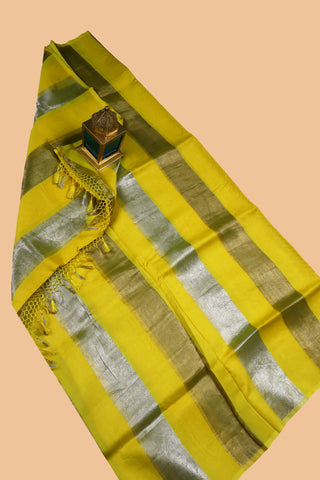 Pure Chanderi Wide Stripe Saree