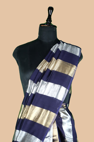 Pure Chanderi Wide Stripe Saree