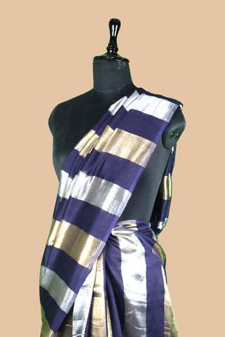 Pure Chanderi Wide Stripe Saree