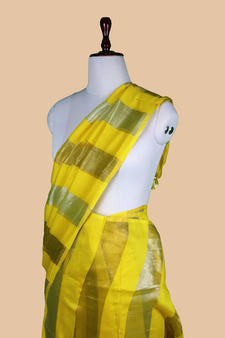 Pure Chanderi Wide Stripe Saree