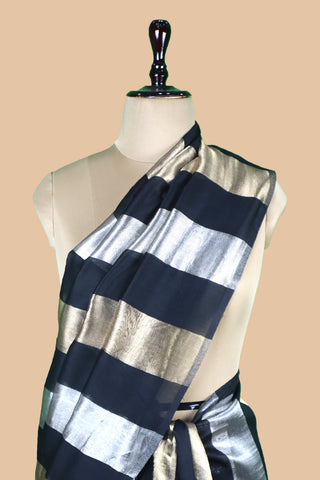 Pure Chanderi Wide Stripe Saree