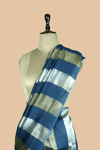 Pure Chanderi Wide Stripe Saree