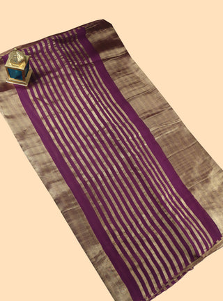 Pure Tissue Stripe Handloom Banarasi Saree