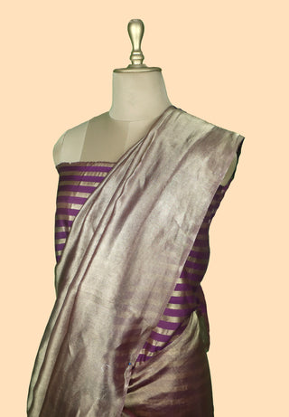 Pure Tissue Stripe Handloom Banarasi Saree