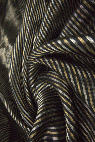 Than Chanderi Silk Stripe Silver Gold