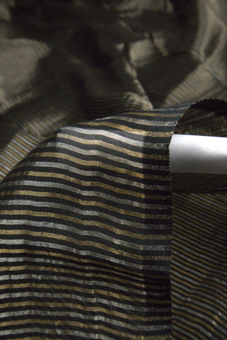 Than Chanderi Silk Stripe Silver Gold